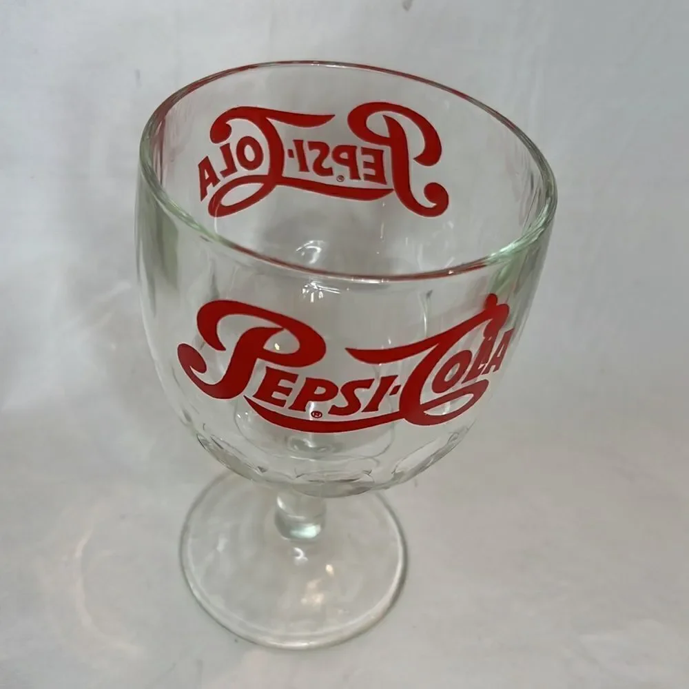Pepsi Cola Soda Vintage Drinking Glass 3 3/4 Inches Round 6 Inches Tall Red